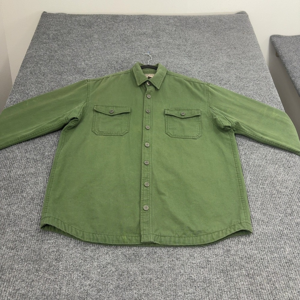 Duluth Trading Co Shirt Jacket Mens XL Tall Green Cotton Canvas Workwear Utility